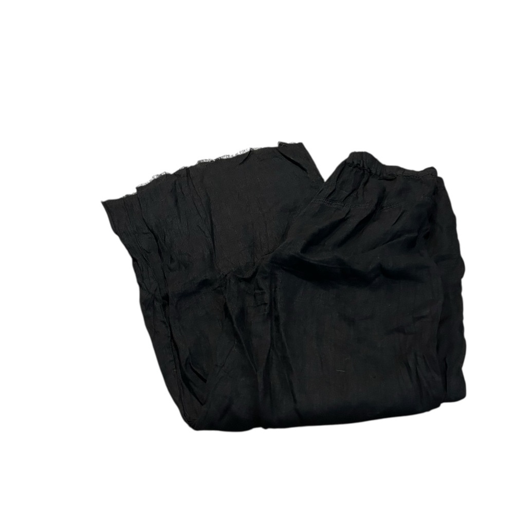 JAGA black linen raw hem pants